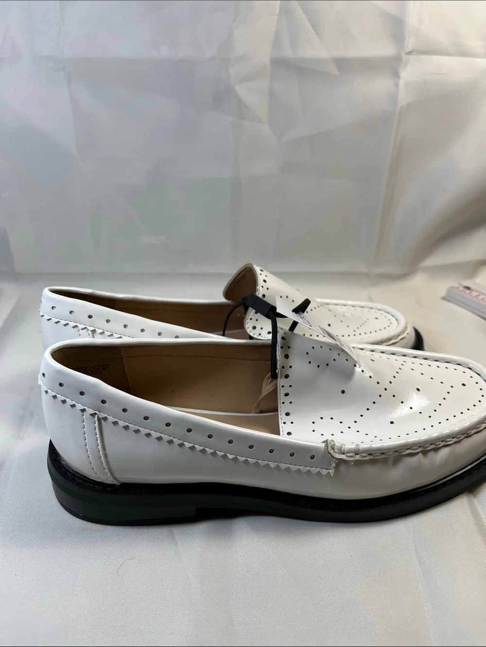 LOFT White Perforated Leather Slip-On Loafers